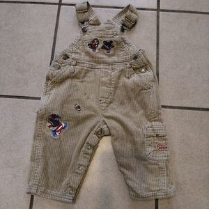 Vintage Sesame Street Beige Corduroy Overalls with Fun Embroidery